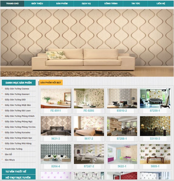mẫu thiết kế website bán giấy dán tường