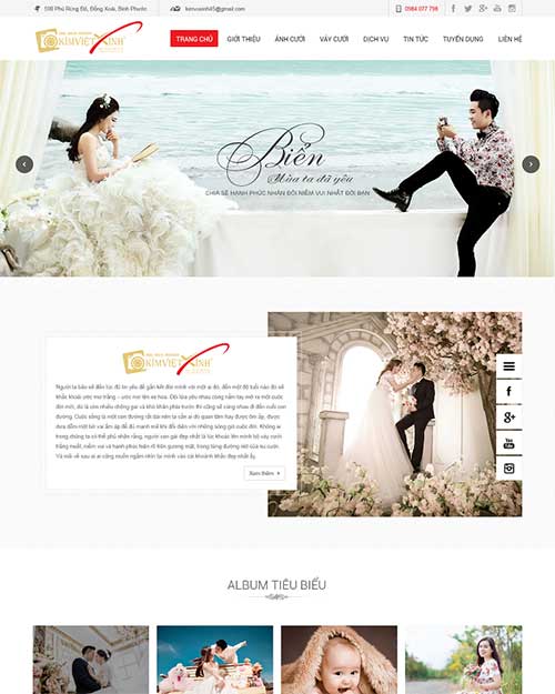 Mẫu thiết kế website ảnh viện áo cưới 1