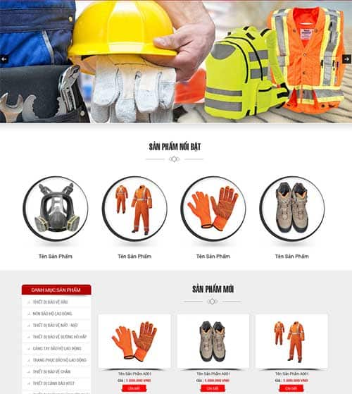 Mẫu website bán đồ bảo hộ lao động