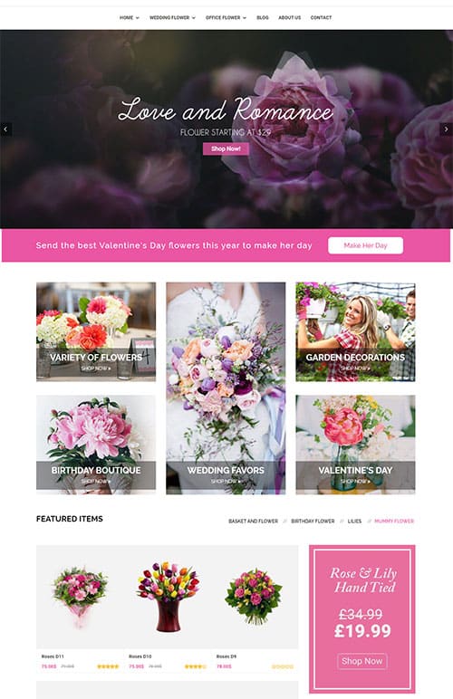 Mẫu thiết kế website cửa hàng bán hoa