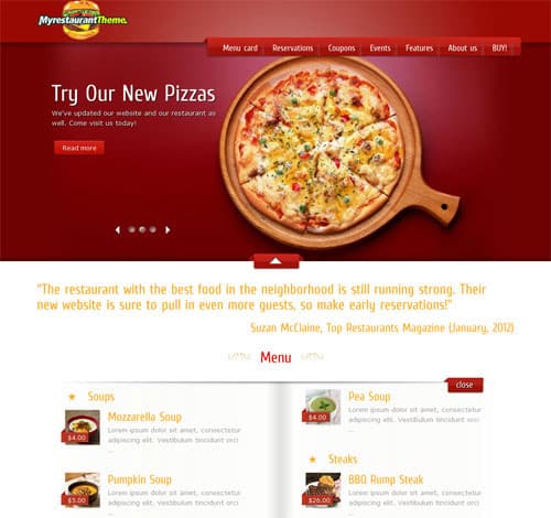 Mẫu thiết kế website nhà hàng